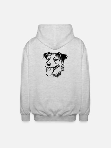 Parson Russel Terrier head - Unisex Hooded Jacket - light heather grey