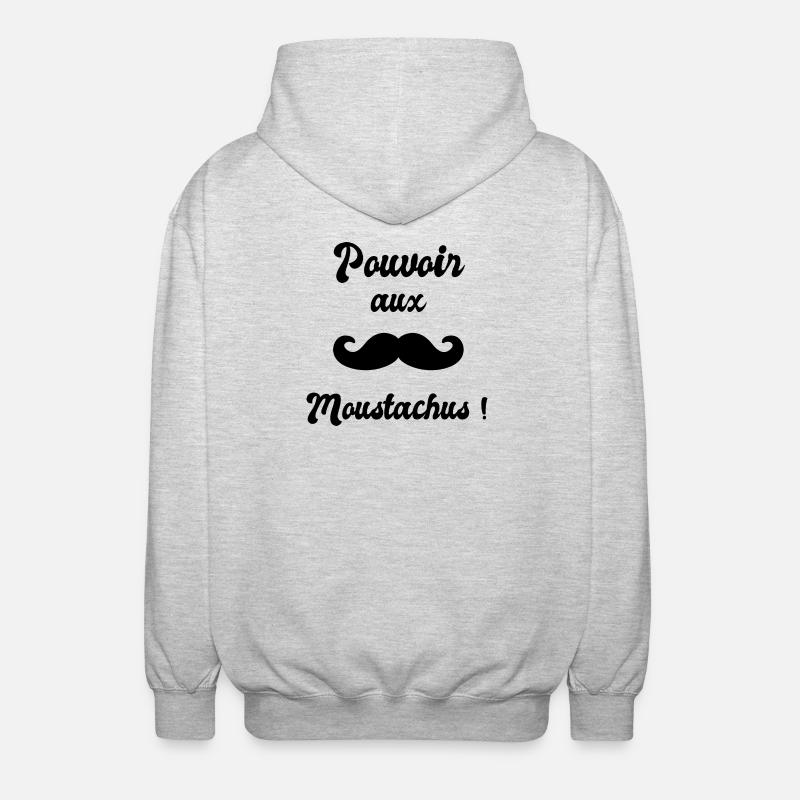 Pouvoir aux moustachus (black) - Veste à capuche unisexe - gris clair chiné