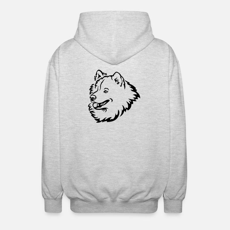 Samoyed head - Unisex Hooded Jacket - light heather grey