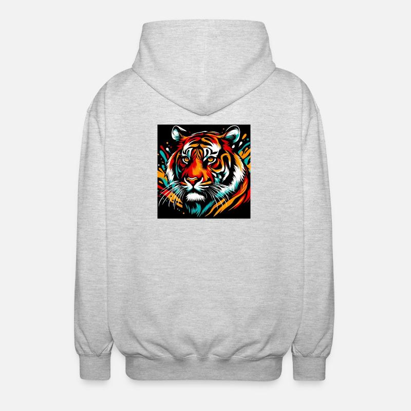 Tigre - Veste à capuche unisexe - gris clair chiné