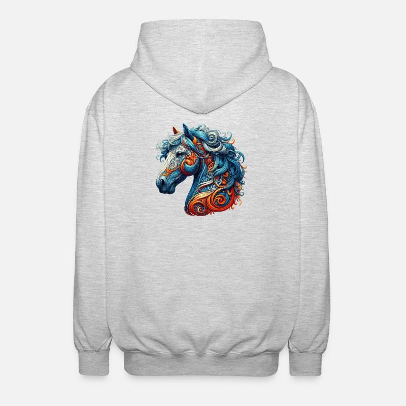 Pferd - Unisex Kapuzenjacke - Hellgrau meliert
