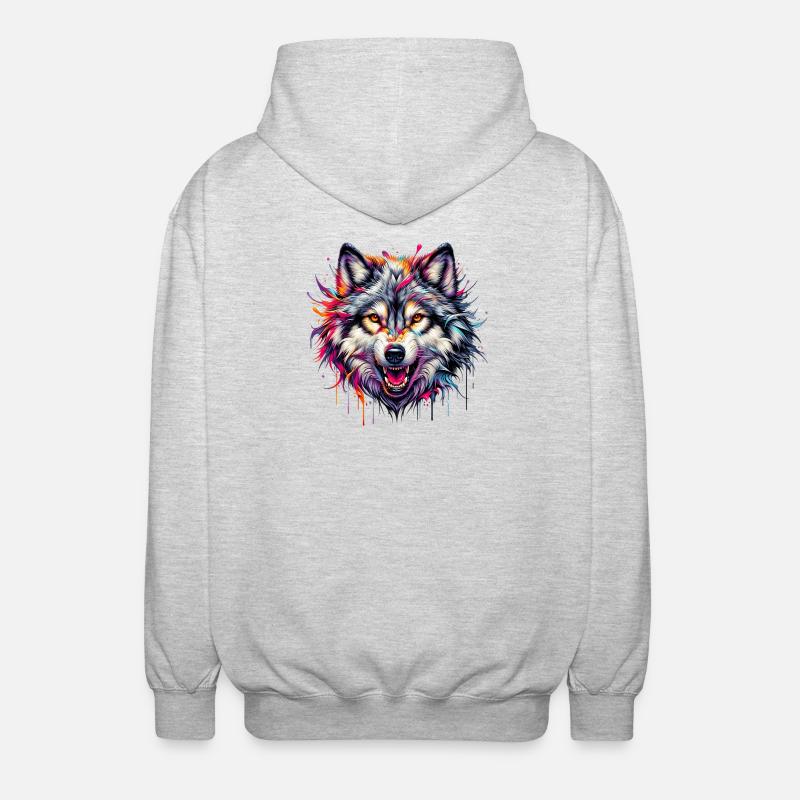 Wolf - Unisex Hooded Jacket - light heather grey