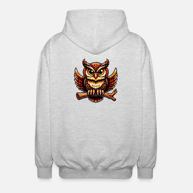 Eule - Unisex Kapuzenjacke - Hellgrau meliert