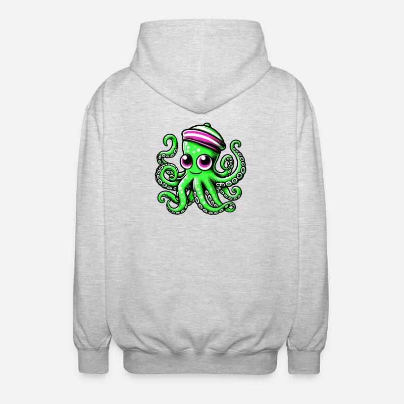 Krake - Unisex Kapuzenjacke - Hellgrau meliert
