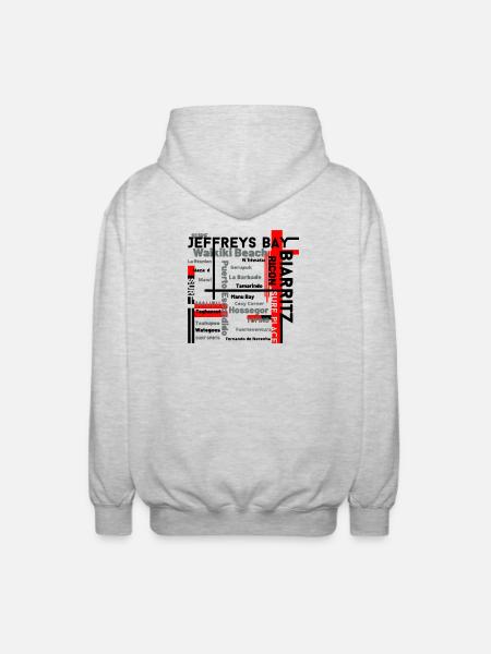 Map of Waikiki and Fuerteventura Beaches - Unisex Hooded Jacket - light heather grey