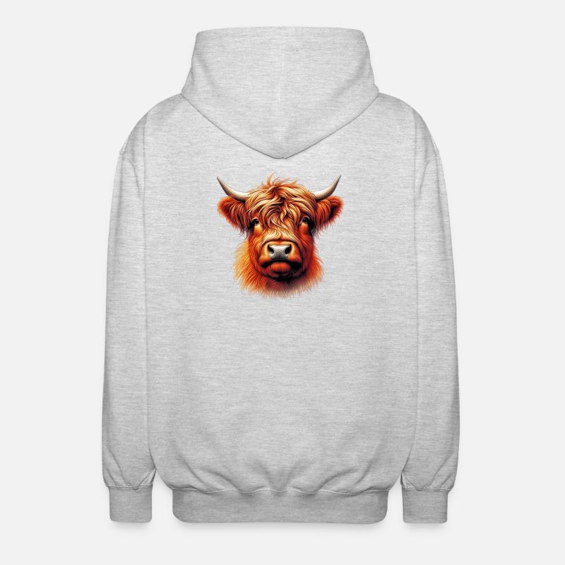 Vache écossaise des Highlands - Veste à capuche unisexe - gris clair chiné