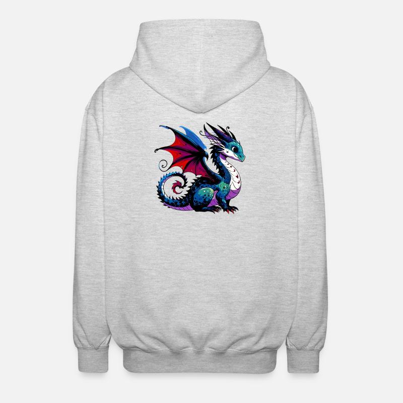 Drache - Unisex Kapuzenjacke - Hellgrau meliert