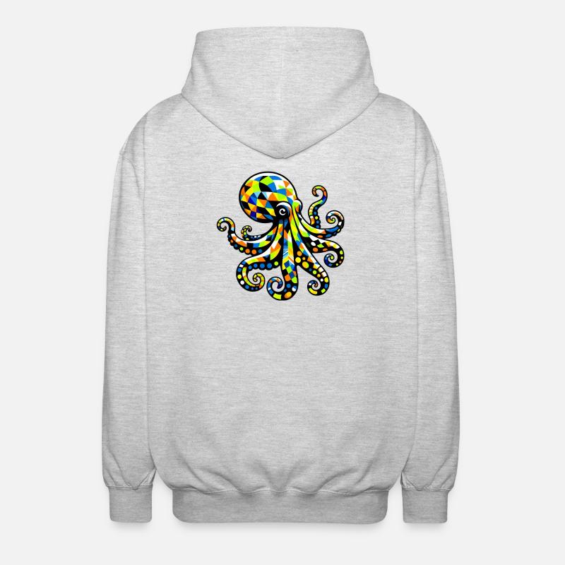 Krake - Unisex Kapuzenjacke - Hellgrau meliert