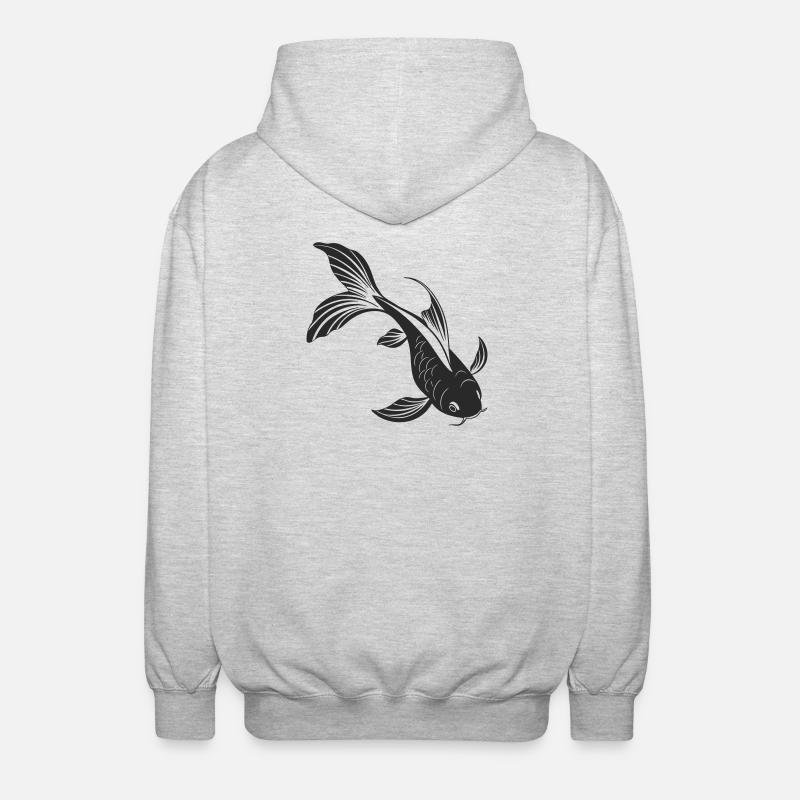 Conception élégante de silhouette de poisson - Veste à capuche unisexe - gris clair chiné