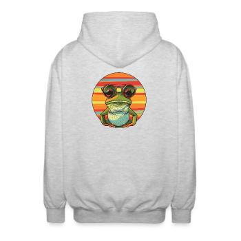Lässige Frosch-Sonnenbrille Design - Unisex Kapuzenjacke - Hellgrau meliert - Hinten - AI Model Male 185 light (185cm)