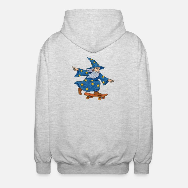 Starry Wizard Skateboard - Unisex Kapuzenjacke - Hellgrau meliert