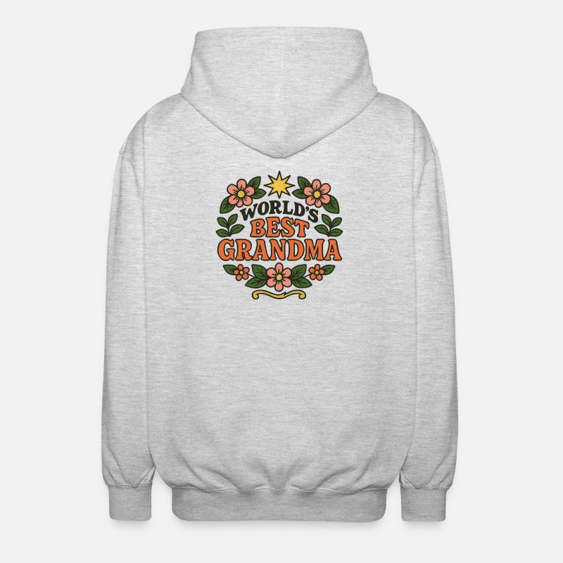 Meilleure grand-mère florale du monde - Veste à capuche unisexe - gris clair chiné