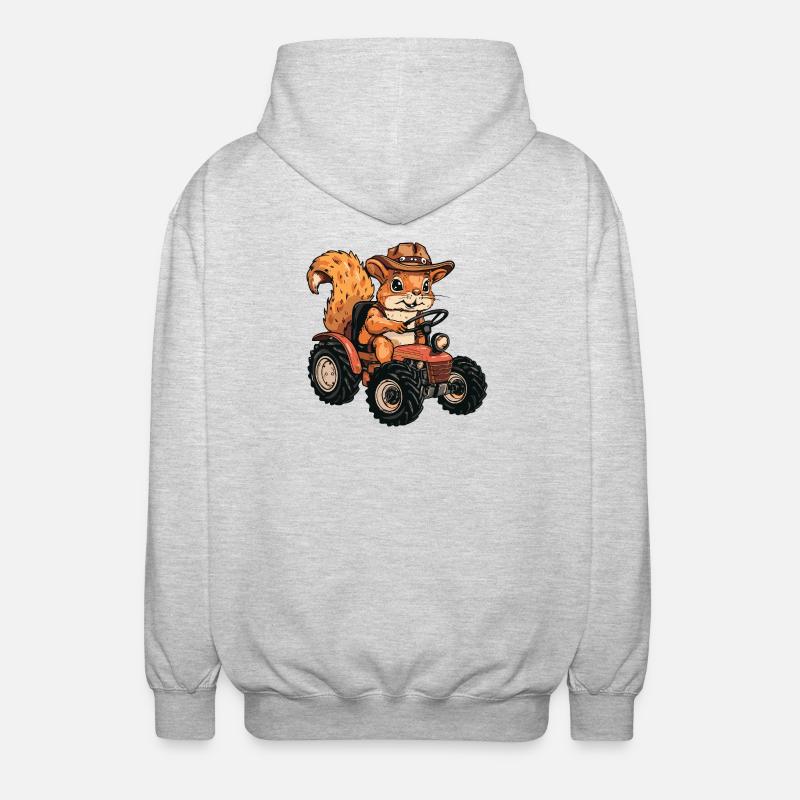 Squirrel Tractor Farmer - Unisex Hooded Jacket - light heather grey