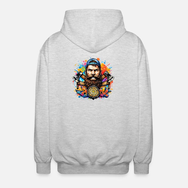 Bûcheron graffiti avec double hache - Veste à capuche unisexe - gris clair chiné