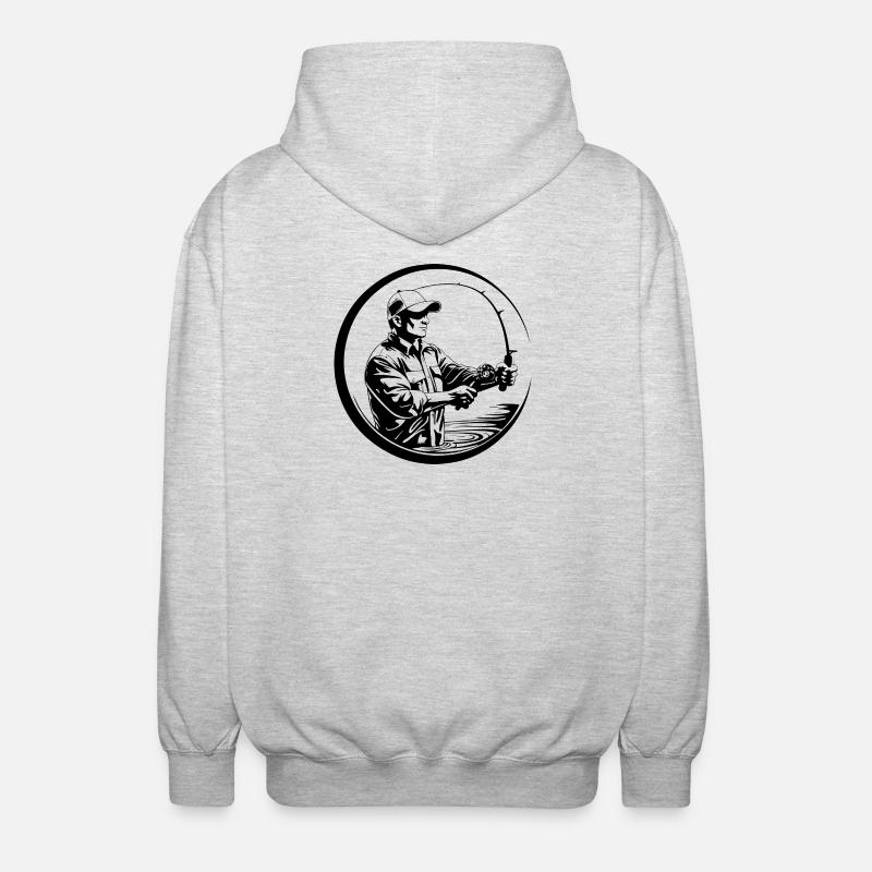 Silhouette de l’homme pêcheur - Veste à capuche unisexe - gris clair chiné