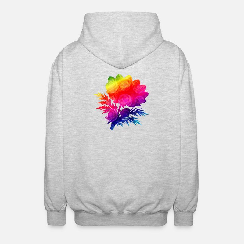 Bunte Blumen Silhouette Regenbogen Design  - Unisex Kapuzenjacke - Hellgrau meliert