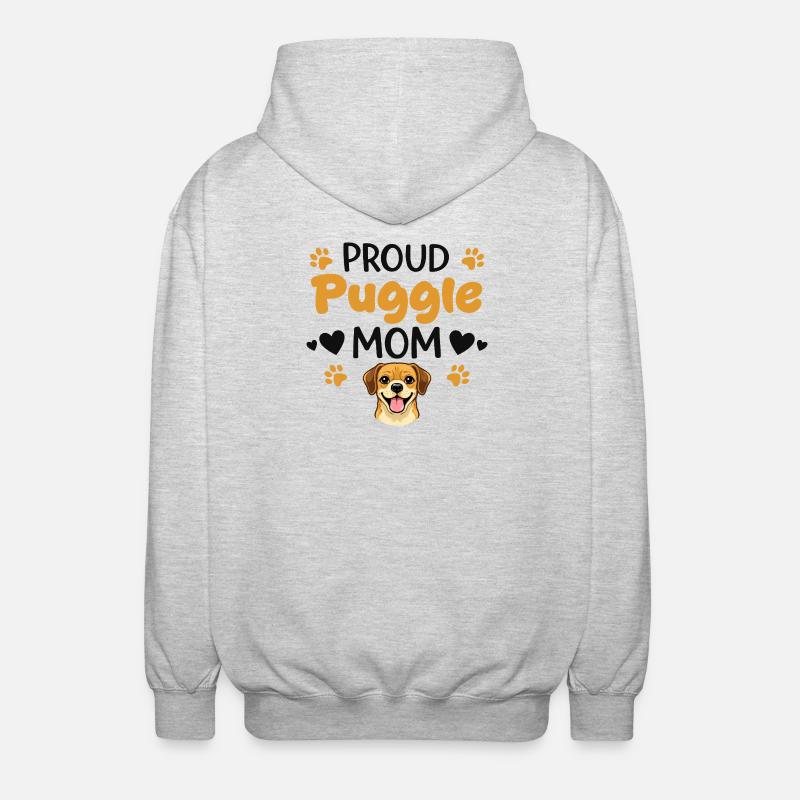 Fière mère Puggle, Puggle - Veste à capuche unisexe - gris clair chiné