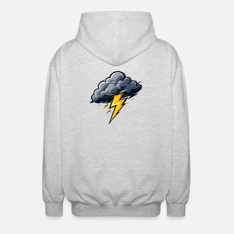 Nuage, Éclairs, Orage, Motif météo - Veste à capuche unisexe - gris clair chiné