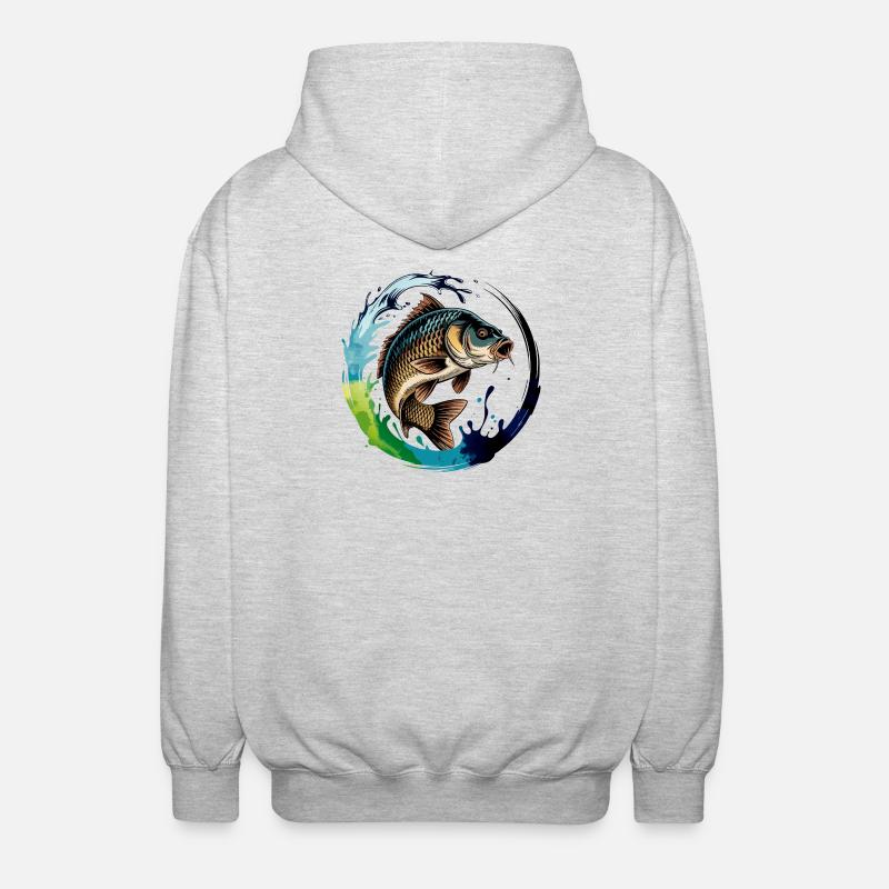 Jumping Carp - Unisex Hooded Jacket - light heather grey
