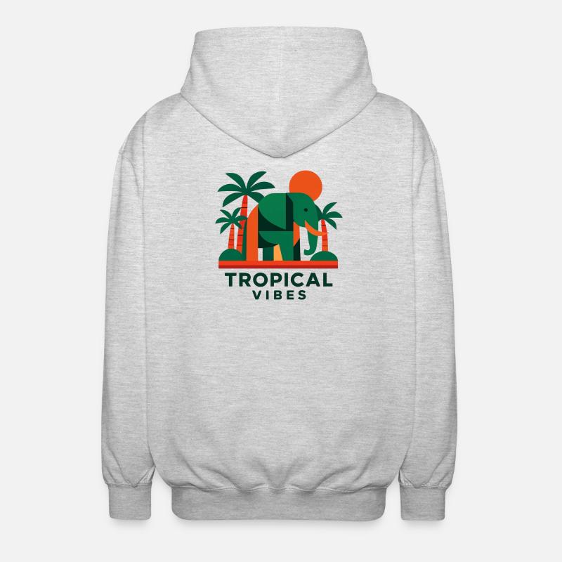 Tropical Elephant - Unisex Hooded Jacket - light heather grey