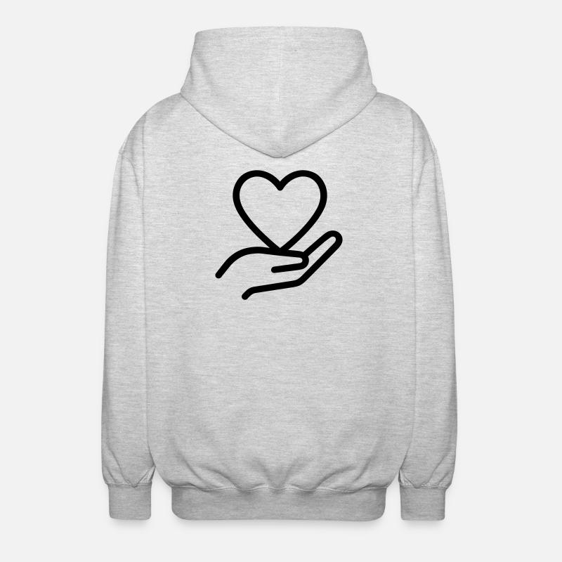 Hand Heart - Unisex Hooded Jacket - light heather grey