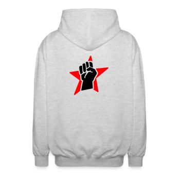 revolution fist (for black shirts) - Veste à capuche unisexe - gris clair chiné - Dos - AI Model Male 185 light (185cm)