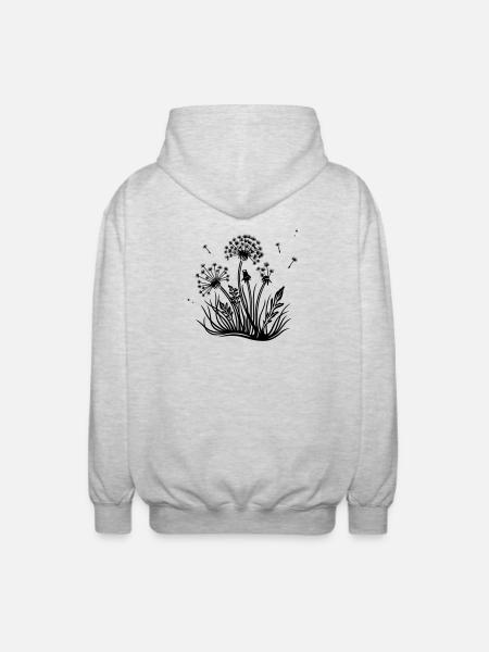 Meadow, dandelion, summer and spring. - Unisex Hooded Jacket - light heather grey