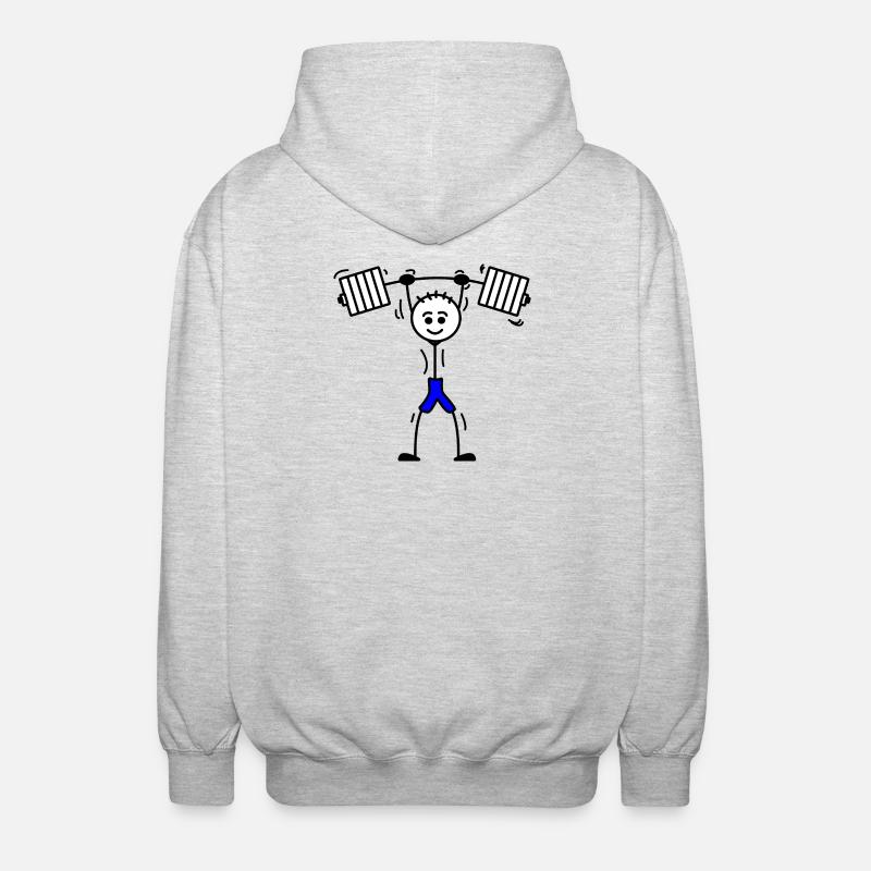 Visage heureux Musculation haltérophile - Veste à capuche unisexe - gris clair chiné