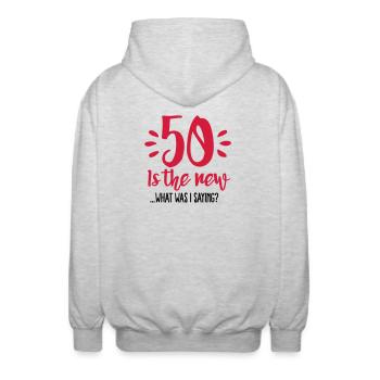 50 is the new ...What was I saying? - Veste à capuche unisexe - gris clair chiné - Dos - AI Model Male 185 light (185cm)