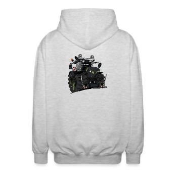 0927 C TRAKTOR SCHWARZ - Unisex Kapuzenjacke - Hellgrau meliert - Hinten - AI Model Male 185 light (185cm)
