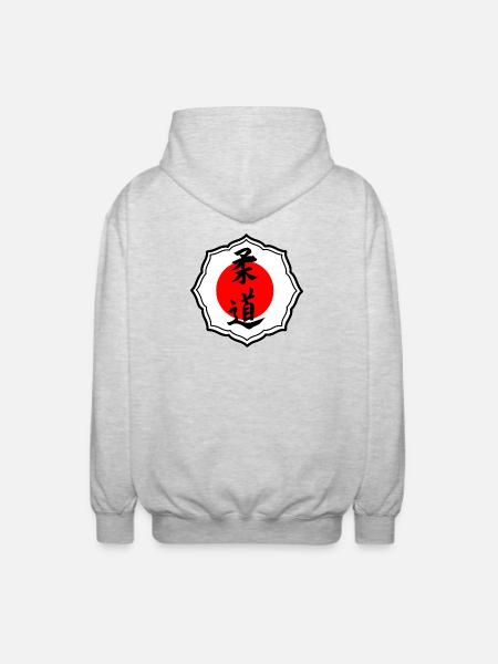 Judo kanji emblem i kodokan tegn - Unisex hættejakke. - lysegrå meleret
