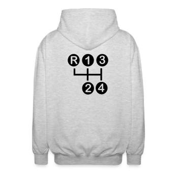 Getriebe 4-Gang - Unisex Kapuzenjacke - Hellgrau meliert - Hinten - AI Model Male 185 light (185cm)
