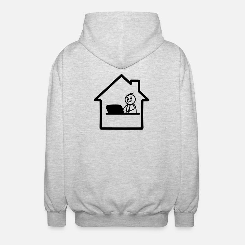 Arbeiten zu Hause einfaches Logo - Unisex Kapuzenjacke - Hellgrau meliert