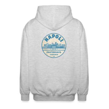 Insigne de la Skyline de Naples - Veste à capuche unisexe - gris clair chiné - Dos - AI Model Male 185 light (185cm)