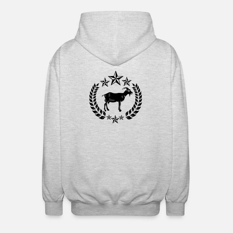 Ziege in Lorbeerkranzsternen - Unisex Kapuzenjacke - Hellgrau meliert