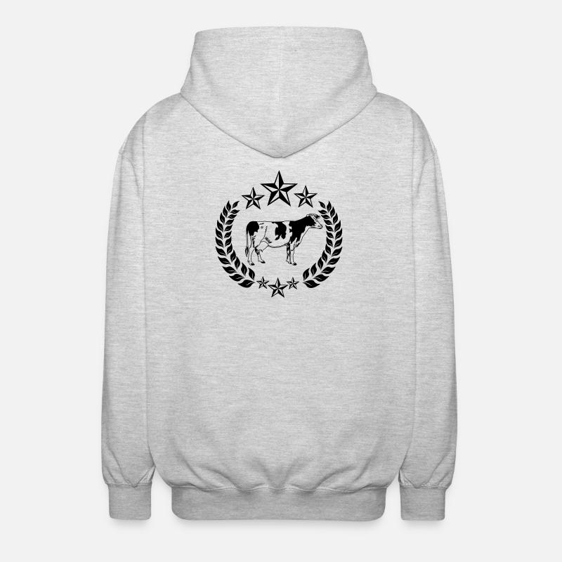 Kuh drei Sterne - Unisex Kapuzenjacke - Hellgrau meliert