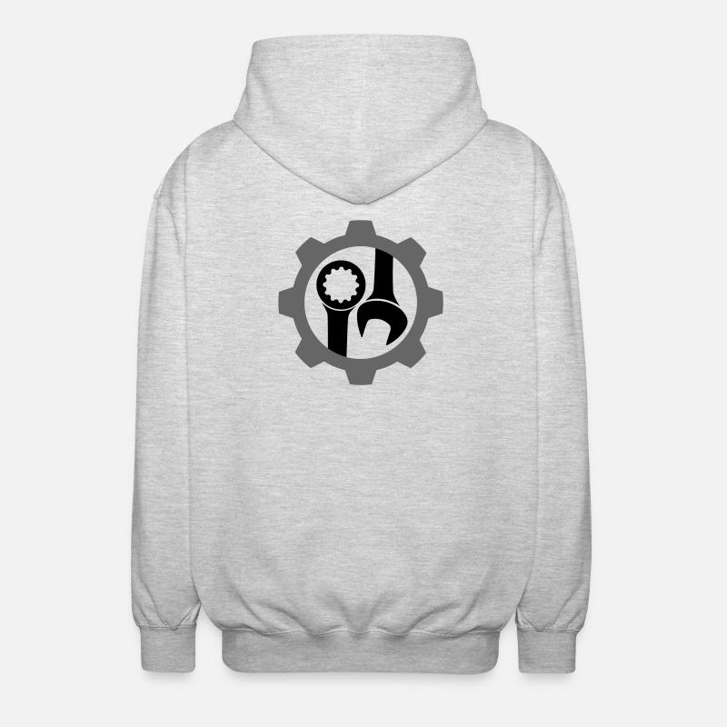 Engrenage / roue dentée et clé - Veste à capuche unisexe - gris clair chiné