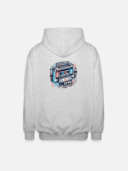 Birthday Very Best Of 1974 Retro - Unisex Hooded Jacket - light heather grey