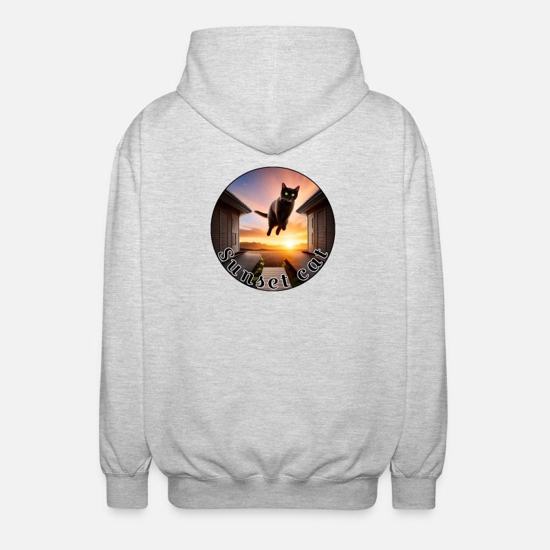 Coucher de soleil chat 2 - Veste à capuche unisexe - gris clair chiné
