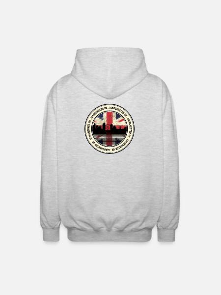 Manchester UK Skyline-Abzeichen - Unisex Kapuzenjacke - Hellgrau meliert