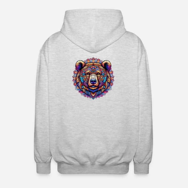 Bär mit Mandalas verziert - Unisex Kapuzenjacke - Hellgrau meliert