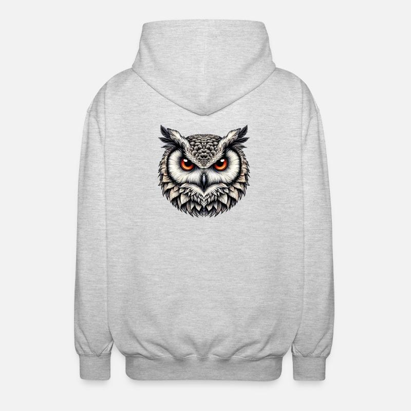 Eule - Unisex Kapuzenjacke - Hellgrau meliert