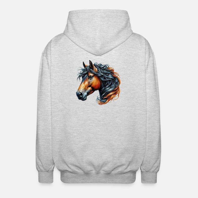 Pferd - Unisex Kapuzenjacke - Hellgrau meliert