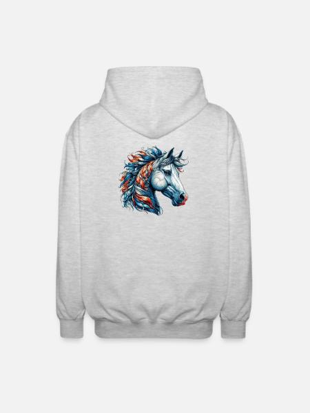 Horse - Unisex Hooded Jacket - light heather grey