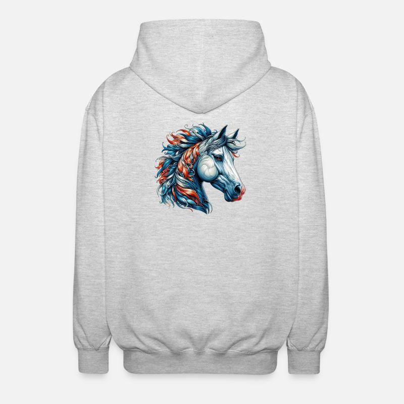 Pferd - Unisex Kapuzenjacke - Hellgrau meliert
