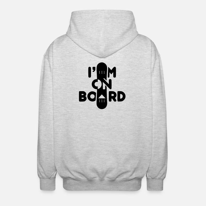 I am on Board -Snowboard - Unisex Hooded Jacket - light heather grey