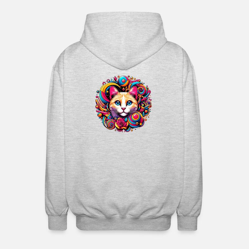 Katze - Unisex Kapuzenjacke - Hellgrau meliert