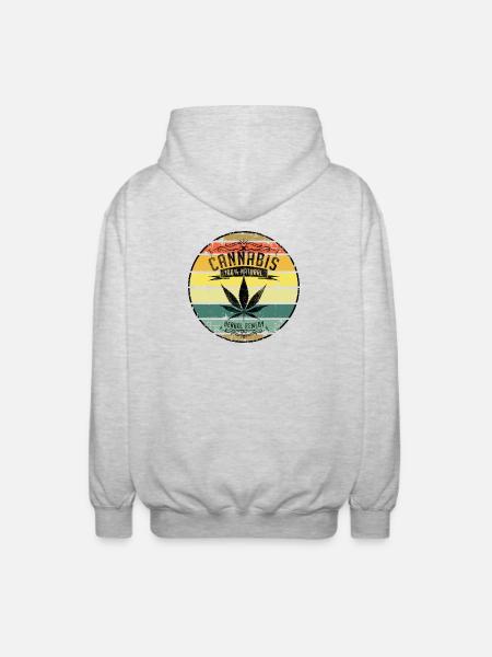 Retro Weed Cannabis Leaf - Unisex Hooded Jacket - light heather grey