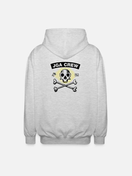 JGA Crew - Skull and Bones - Unisex Kapuzenjacke - Hellgrau meliert