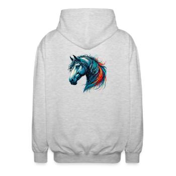 Pferd - Unisex Kapuzenjacke - Hellgrau meliert - Hinten - AI Model Male 185 light (185cm)